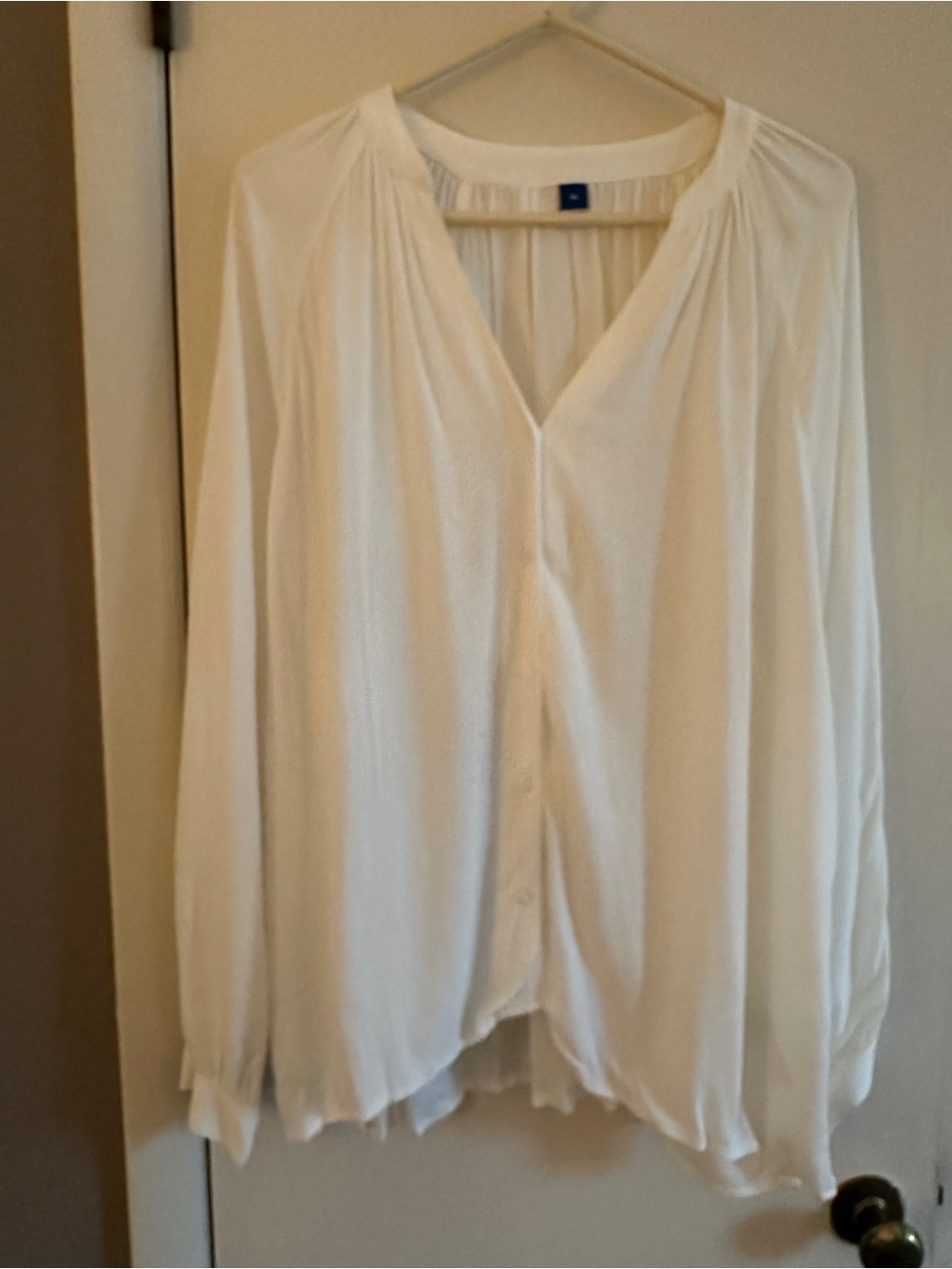 Old Navy White Button-Front Boho Peasant Blouse